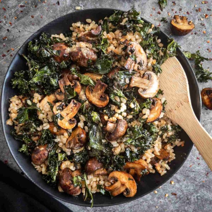 Image for Miso Fried Rice with Brown Butter, Crispy Kale and Mushrooms