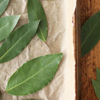 bay leaves sitting on a baking sheet