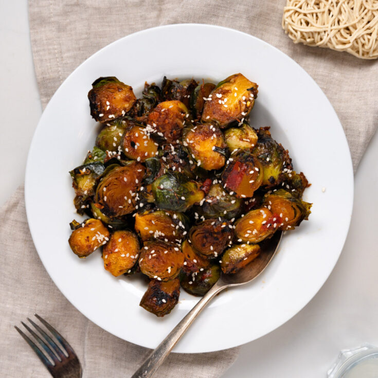 Image for Best Sticky Maple Vegan Brussels Sprouts Without Oil
