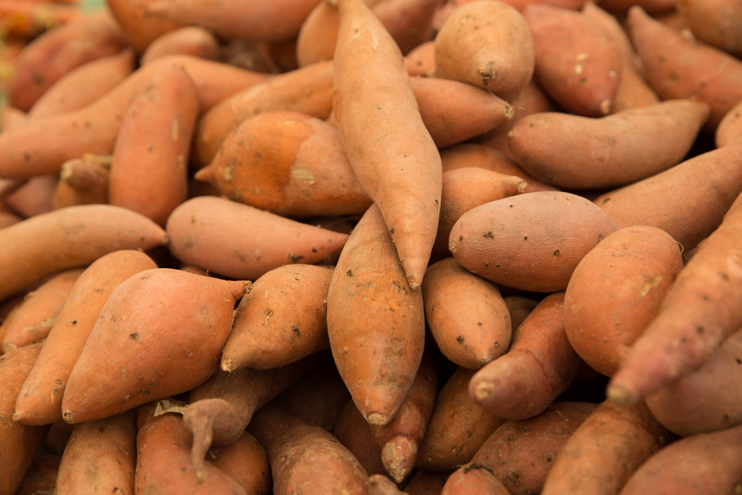 a closeup of sweet potatoes