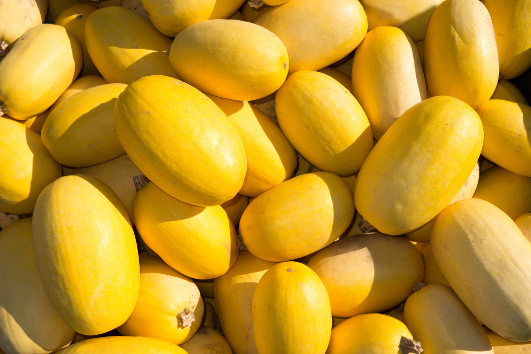 a closeup of spaghetti squash