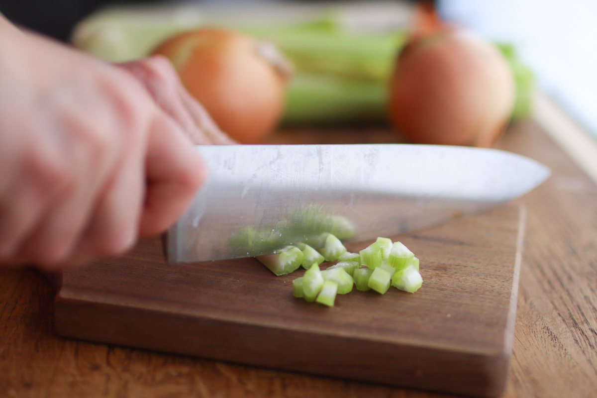 chopping celery