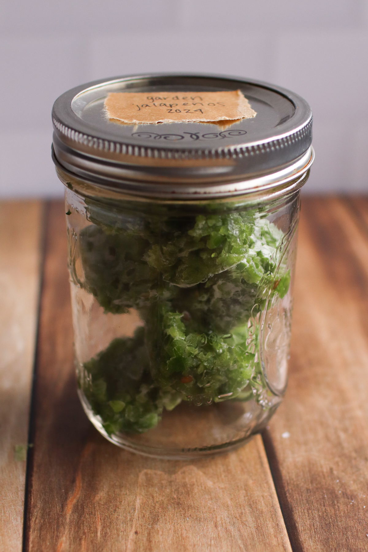 A jar of frozen jalapeno cubes.