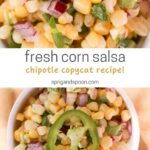 Fresh corn salsa pinterest graphic.