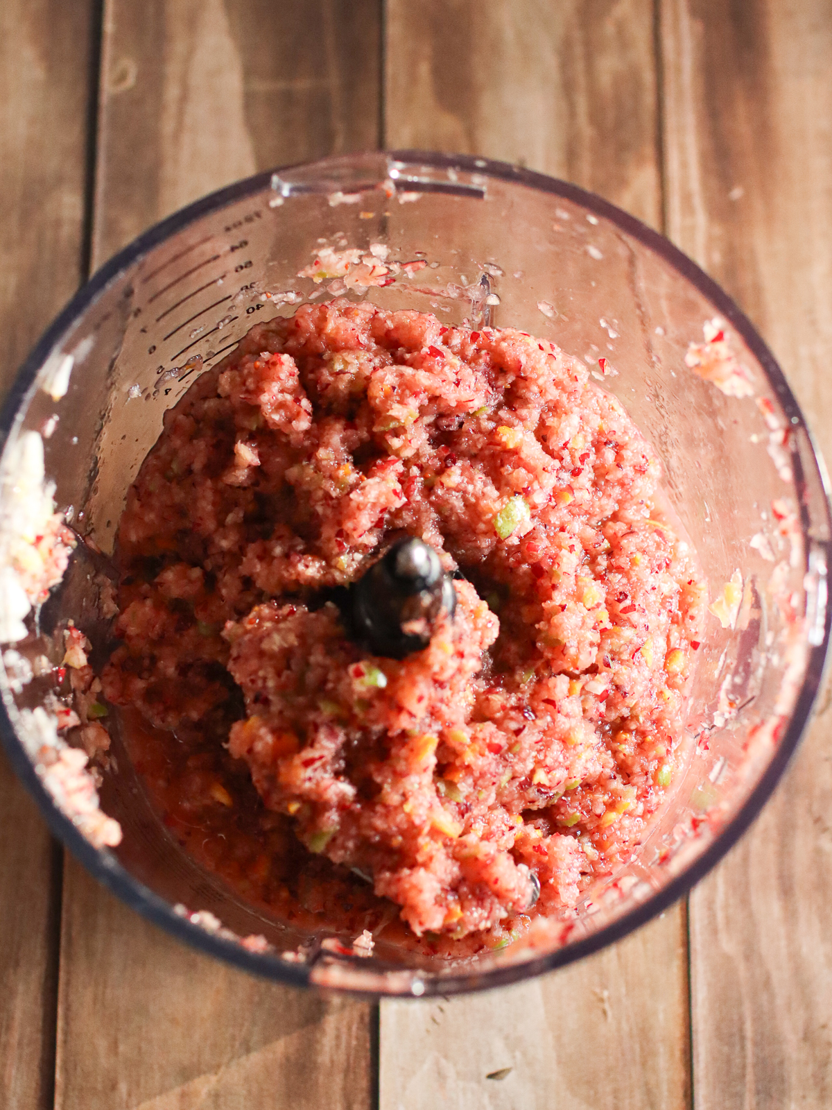 Cranberry relish in a food processor. 